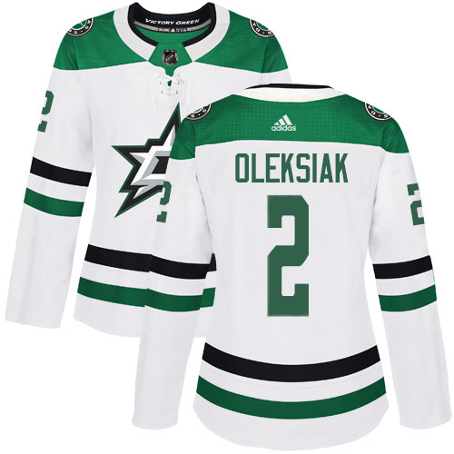 Adidas Dallas Stars #2 Jamie Oleksiak White Road Authentic Women's Stitched Jersey Womens