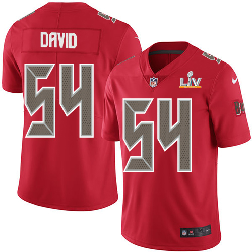 Buccaneers #54 Lavonte David Red Men's Super Bowl LV Bound Stitched Limited Rush Jersey