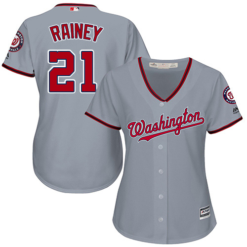 Washington Nationals #21 Tanner Rainey Grey Road Women's Stitched Jersey Womens