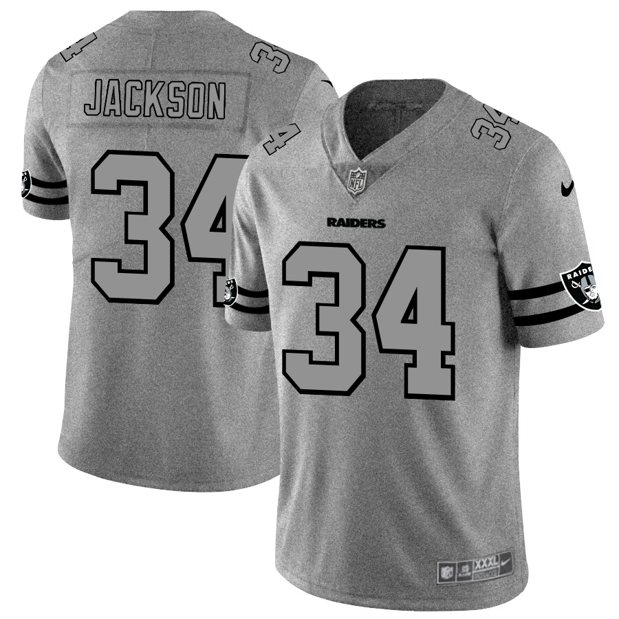 Las Vegas Raiders #34 Bo Jackson Men's Gray Gridiron II Vapor Untouchable Limited Jersey