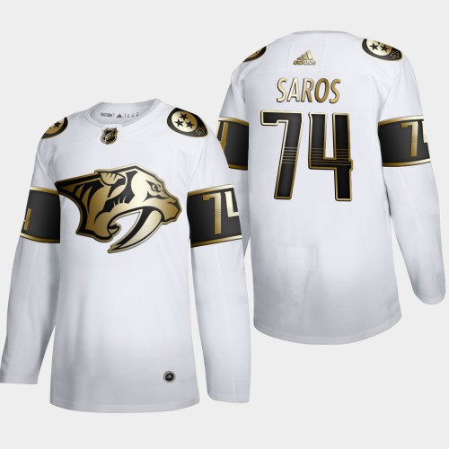 Nashville Nashville Predators #74 Juuse Saros Men's Adidas White Golden Edition Limited Stitched Jersey Men's