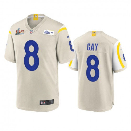 Los Angeles Los Angeles Rams #8 Matt Gay Men's Super Bowl LVI Patch Game Jersey - Bone Men's
