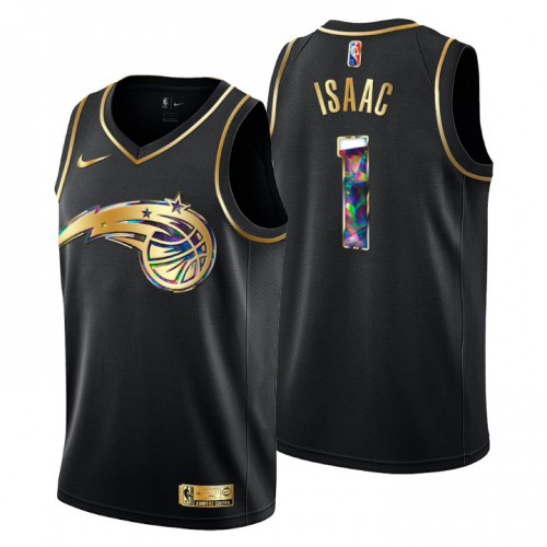 Orlando Orlando Magic #1 Jonathan Isaac Mens Golden Edition Diamond Logo 2021/22 Swingman Jersey - Black Mens