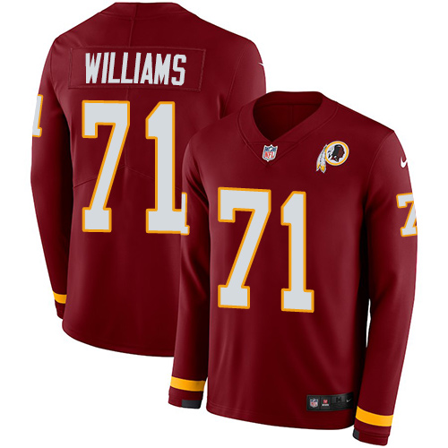 Washington Commanders #71 Trent Williams Burgundy Red Team Color Men's Stitched Limited Therma Long Sleeve Jersey Men's