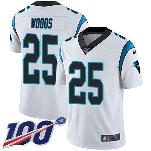 Panthers #25 Xavier Woods White Youth Stitched 100th Season Vapor Untouchable Limited Jersey