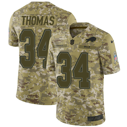 Buffalo Bills #34 Thurman Thomas Camo Youth Stitched Limited 2018 Salute to Service Jersey Youth