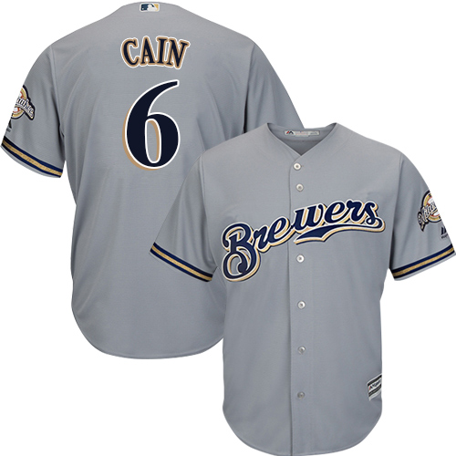 Milwaukee Brewers #6 Lorenzo Cain Grey New Cool Base Stitched Jersey Men's