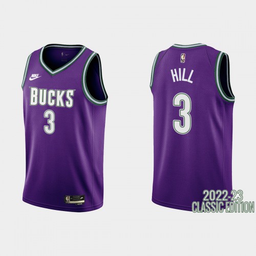Milwaukee Milwaukee Bucks #3 George Hill Purple Mens 2022-23 Classic Edition Jersey Mens