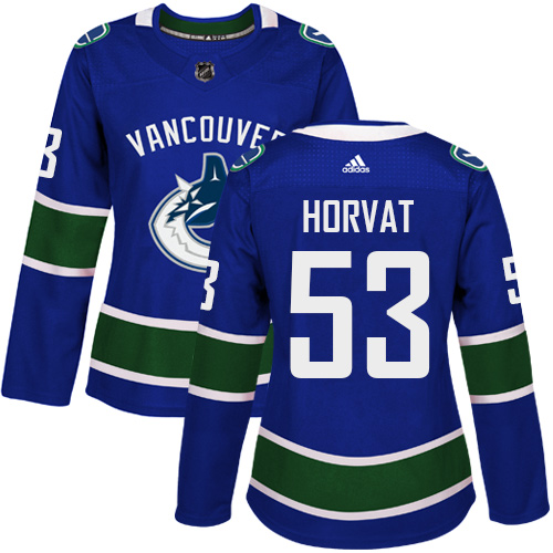Adidas Vancouver Canucks #53 Bo Horvat Blue Home Authentic Women's Stitched Jersey Womens