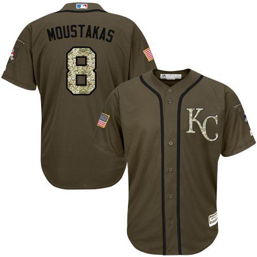 Kansas City Royals #8 Mike Moustakas Green Salute to Service Stitched Jersey Men's