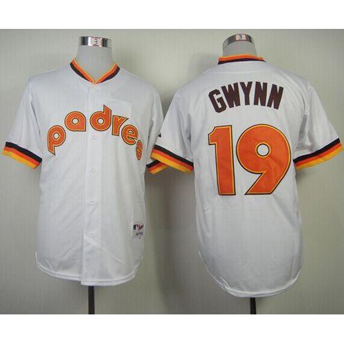 San Diego Padres #19 Tony Gwynn White 1984 Turn Back The Clock Stitched Jersey Men's