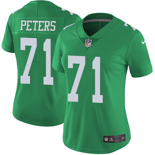 Philadelphia Eagles #71 Jason Peters Green Women's Stitched Limited Rush Jersey Womens