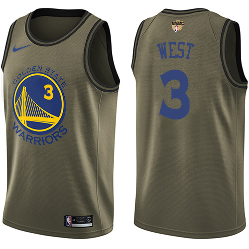 Golden State Warriors #3 David West Green Salute to Service The Finals Patch Swingman Jersey Mens