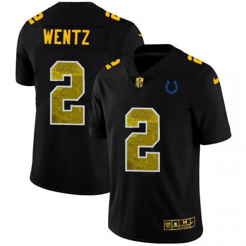 Indianapolis Indianapolis Colts #2 Carson Wentz Men's Black Golden Sequin Vapor Limited Jersey Men's
