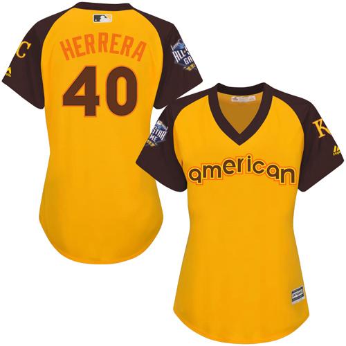 Kansas City Royals #40 Kelvin Herrera Gold 2016 All-Star American League Women's Stitched Jersey Womens