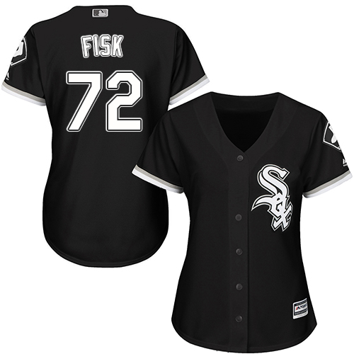 Chicago White Sox #72 Carlton Fisk Black Alternate Women's Stitched Jersey Womens
