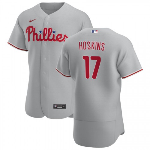 Philadelphia Philadelphia Phillies #17 Rhys Hoskins Men's Gray Road 2020 Authentic Player Jersey Men's