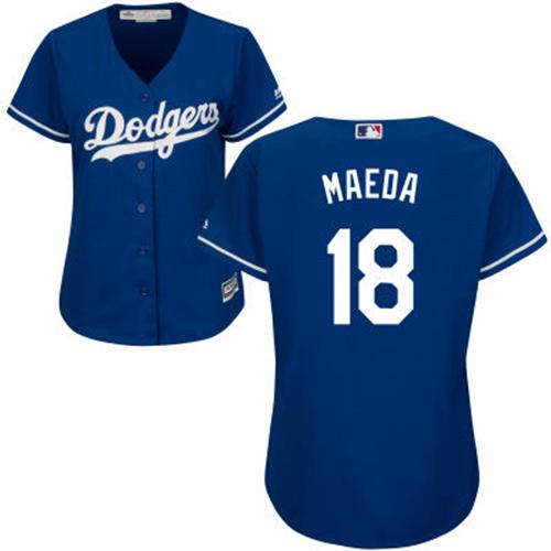 Los Angeles Dodgers #18 Kenta Maeda Blue Alternate Women's Stitched Jersey Womens