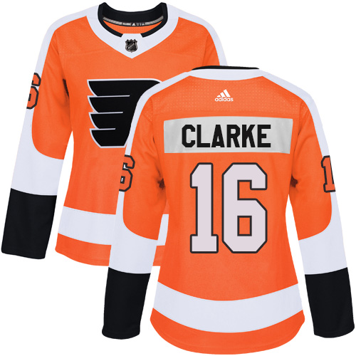Adidas Philadelphia Flyers #16 Bobby Clarke Orange Home Authentic Women's Stitched Jersey Womens