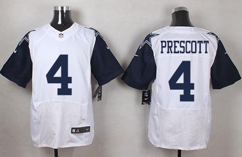 Cowboys #4 Dak Prescott White Men's Stitched Elite Rush Jersey
