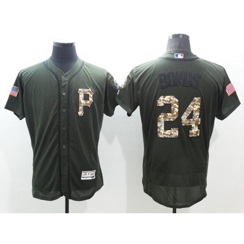 Pittsburgh Pirates #24 Barry Bonds Green Flexbase Authentic Collection Salute to Service Stitched Jersey Men's