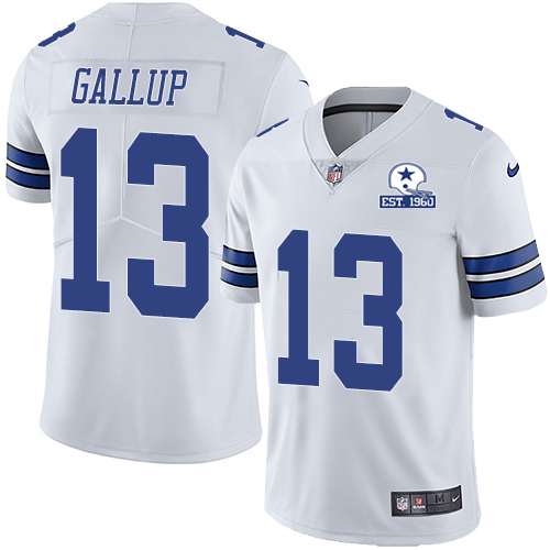 Cowboys #13 Michael Gallup White Men's Stitched With Established In 1960 Patch Vapor Untouchable Limited Jersey