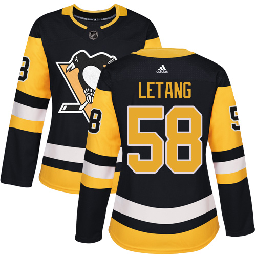 Adidas Pittsburgh Penguins #58 Kris Letang Black Home Authentic Women's Stitched Jersey Womens