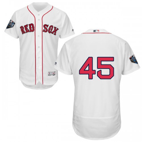 Boston Red Sox #45 Pedro Martinez White Flexbase Authentic Collection 2018 World Series Stitched Jersey Men's