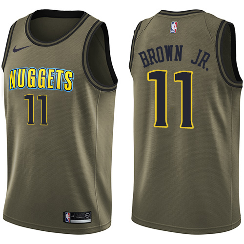 Nuggets #11 Bruce Brown Jr. Green Salute To Service Women's Swingman Jersey