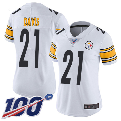 Pittsburgh Steelers #21 Sean Davis White Women's Stitched 100th Season Vapor Limited Jersey Womens