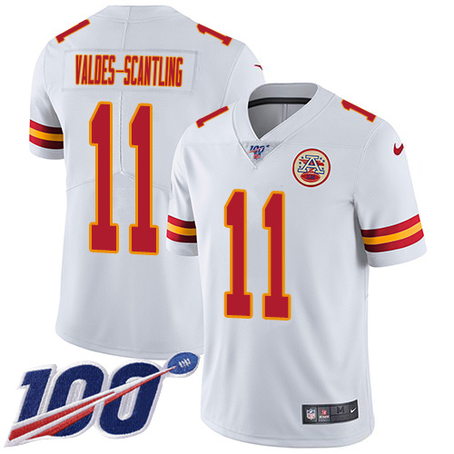 Chiefs #11 Marquez Valdes-Scantling White Men's Stitched 100th Season Vapor Limited Jersey