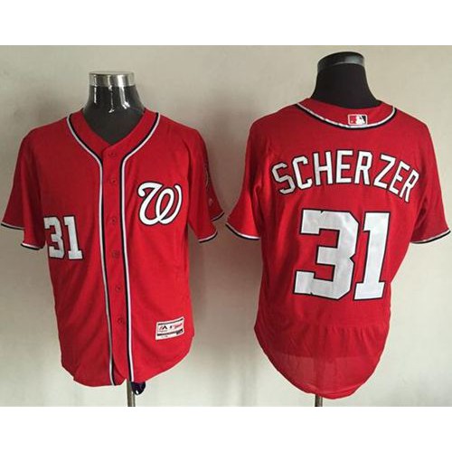 Washington Nationals #31 Max Scherzer Red Flexbase Authentic Collection Stitched Jersey Men's