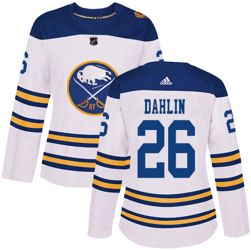 Adidas Buffalo Sabres #26 Rasmus Dahlin White Authentic 2018 Winter Classic Women's Stitched Jersey Womens