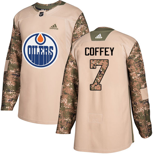 Adidas Edmonton Oilers #7 Paul Coffey Camo Authentic 2017 Veterans Day Stitched Jersey Men's