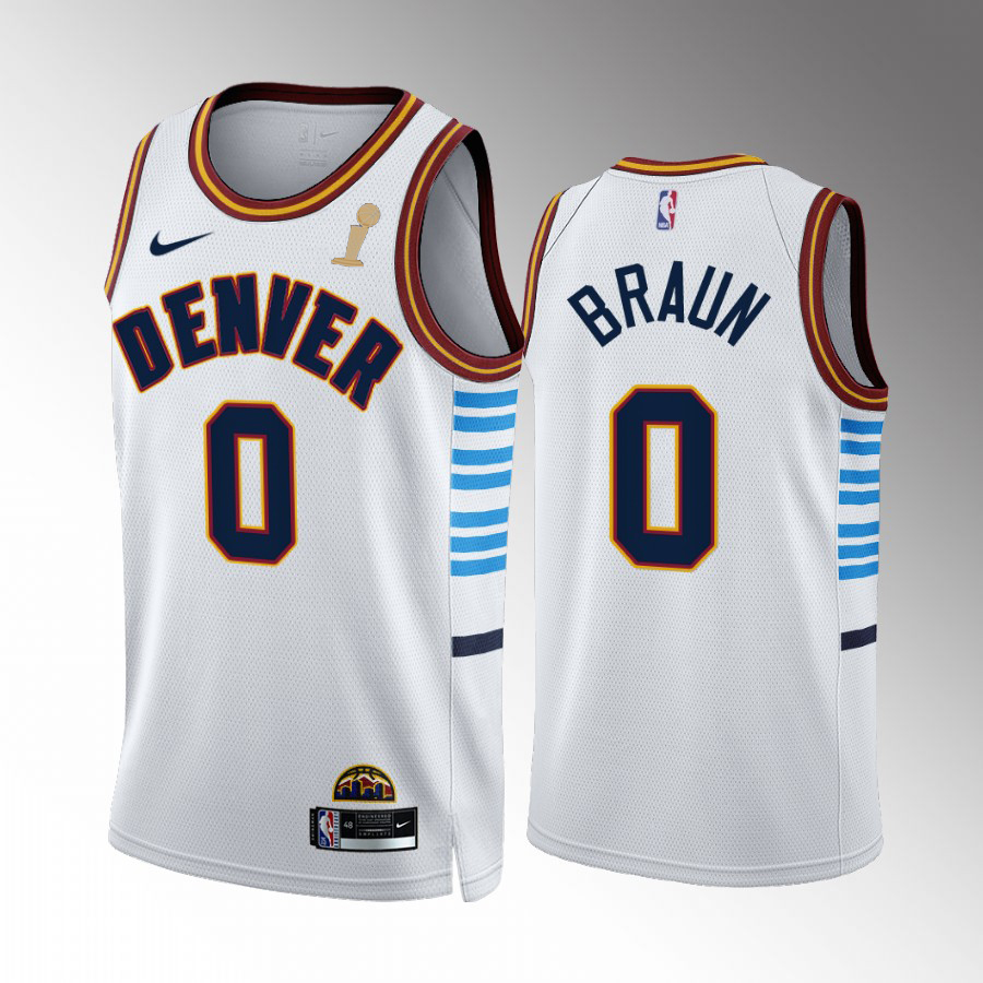Denver Nuggets #0 Christian Braun White 2023 Finals Champions Men's City Edition Jersey