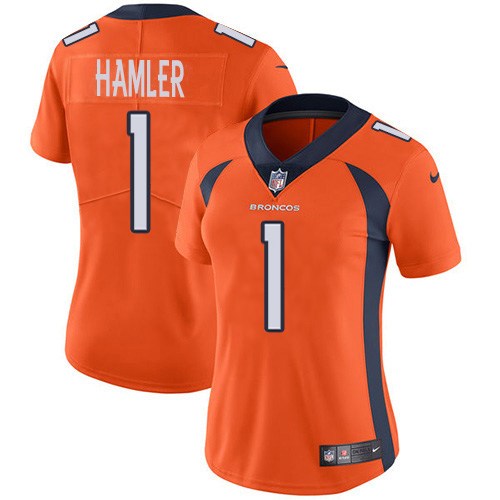 Broncos #1 KJ Hamler Orange Team Color Women's Stitched Vapor Untouchable Limited Jersey
