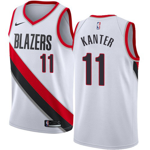 Portland Trail Blazers #11 Enes Kanter White Swingman Association Edition Jersey Mens
