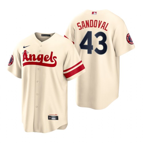 Los Angeles Los Angeles Angels #43 Patrick Sandoval Cream Men's 2022 City Connect Game Jersey Men's