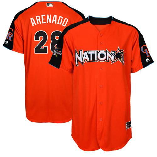 Colorado Rockies #28 Nolan Arenado Orange 2017 All-Star National League Stitched Jersey Men's