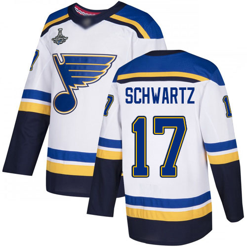 Adidas St. Louis Blues #17 Jaden Schwartz White Road Authentic Stanley Cup Champions Stitched Youth Jersey Youth