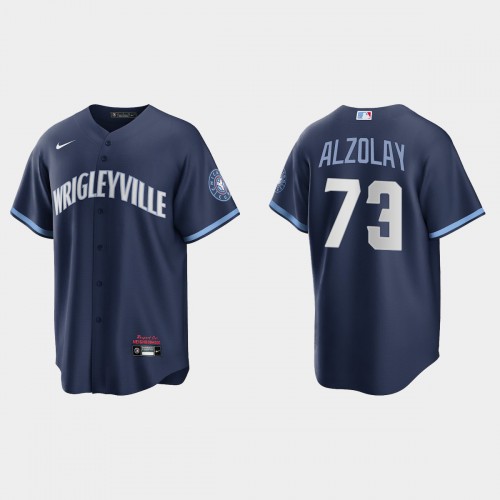 Chicago Chicago Cubs #73 Adbert Alzolay Men's 2021 City Connect Fans Version Navy Jersey Men's