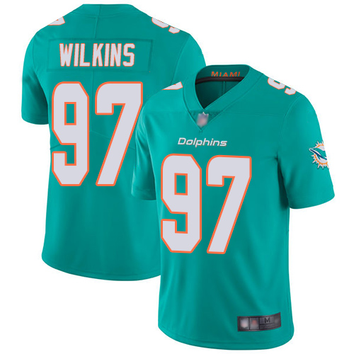 Miami Dolphins #97 Christian Wilkins Aqua Green Team Color Men's Stitched Vapor Untouchable Limited Jersey Men's