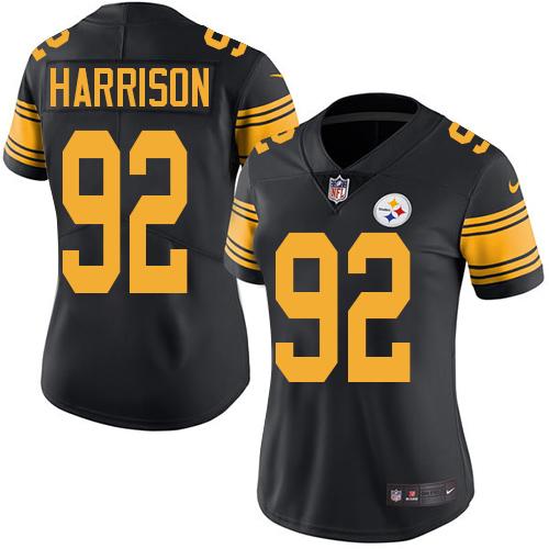 Pittsburgh Steelers #92 James Harrison Black Women's Stitched Limited Rush Jersey Womens