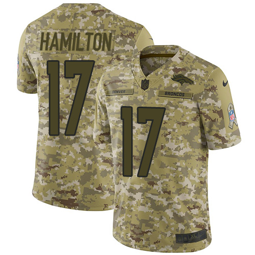 Denver Broncos #17 DaeSean Hamilton Camo Men's Stitched Limited 2018 Salute To Service Jersey Men's