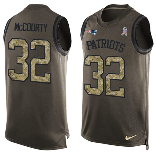 Patriots #32 Devin McCourty Green Men's Stitched Limited Salute To Service Tank Top Jersey