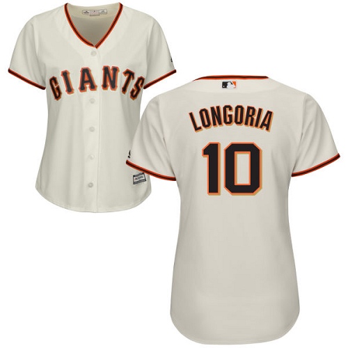 San Francisco Giants #10 Evan Longoria Cream Home Women's Stitched Jersey Womens