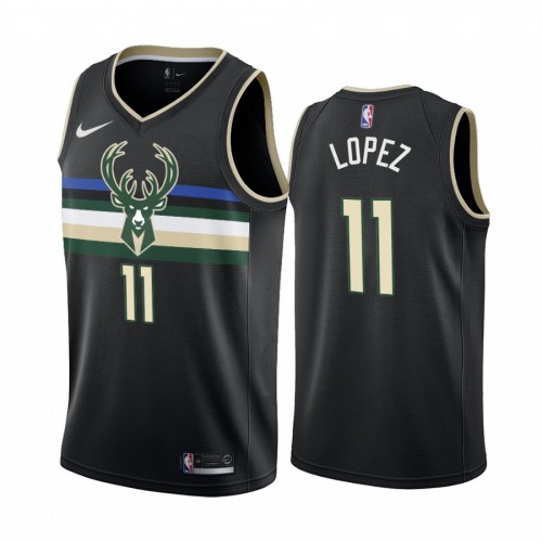 Milwaukee Bucks #11 Brook Lopez Black 2019-20 Statement Edition Jersey Mens