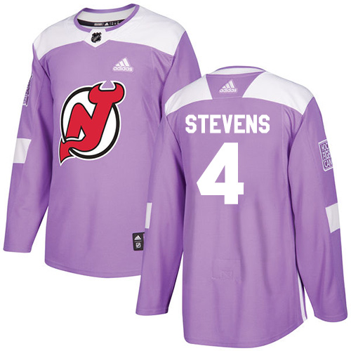 Adidas New Jersey Devils #4 Scott Stevens Purple Authentic Fights Cancer Stitched Jersey Men's