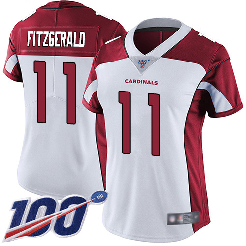 Cardinals #11 Larry Fitzgerald White Women's Stitched 100th Season Vapor Limited Jersey