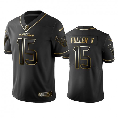 Houston Texans #15 Will Fuller V Men's Stitched Vapor Untouchable Limited Black Golden Jersey Men's